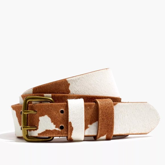Madewell Accessories - NWT Madewell Calf Hair Belt in Cow Print